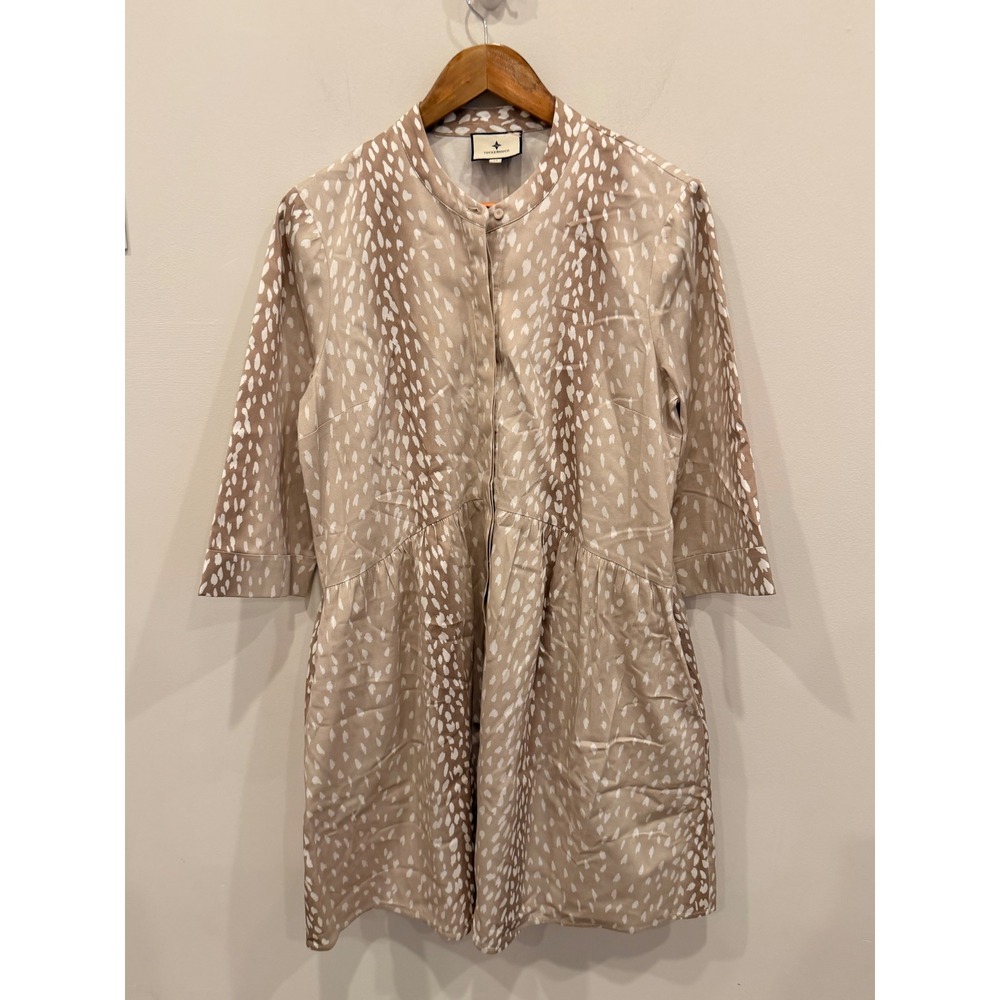 Tuckernuck Antelope Print Shirt Dress M Deer Print Relaxed Button Down